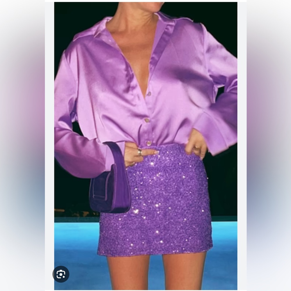 Show Me Your Mumu All Night Skort Violet Sequins